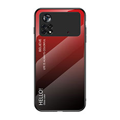 Carcasa Bumper Funda Silicona Espejo Gradiente Arco iris LS1 para Xiaomi Redmi Note 11E Pro 5G Rojo