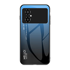 Carcasa Bumper Funda Silicona Espejo Gradiente Arco iris LS1 para Xiaomi Redmi Note 11R 5G Azul