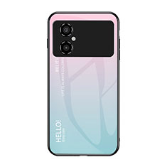 Carcasa Bumper Funda Silicona Espejo Gradiente Arco iris LS1 para Xiaomi Redmi Note 11R 5G Cian