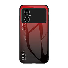 Carcasa Bumper Funda Silicona Espejo Gradiente Arco iris LS1 para Xiaomi Redmi Note 11R 5G Rojo