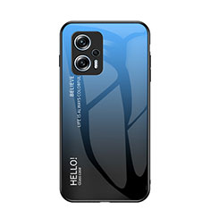 Carcasa Bumper Funda Silicona Espejo Gradiente Arco iris LS1 para Xiaomi Redmi Note 11T Pro 5G Azul