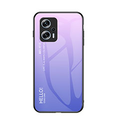 Carcasa Bumper Funda Silicona Espejo Gradiente Arco iris LS1 para Xiaomi Redmi Note 11T Pro 5G Purpura Claro