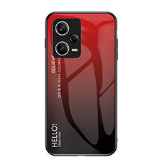 Carcasa Bumper Funda Silicona Espejo Gradiente Arco iris LS1 para Xiaomi Redmi Note 12 Pro 5G Rojo