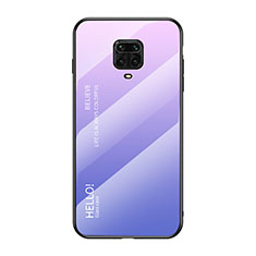 Carcasa Bumper Funda Silicona Espejo Gradiente Arco iris LS1 para Xiaomi Redmi Note 9 Pro Purpura Claro