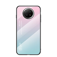 Carcasa Bumper Funda Silicona Espejo Gradiente Arco iris LS1 para Xiaomi Redmi Note 9T 5G Cian