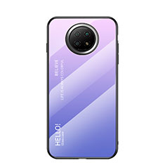 Carcasa Bumper Funda Silicona Espejo Gradiente Arco iris LS1 para Xiaomi Redmi Note 9T 5G Purpura Claro