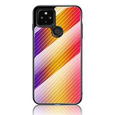 Carcasa Bumper Funda Silicona Espejo Gradiente Arco iris LS2 para Google Pixel 4a 5G Naranja