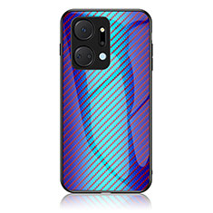 Carcasa Bumper Funda Silicona Espejo Gradiente Arco iris LS2 para Huawei Honor X7a Azul