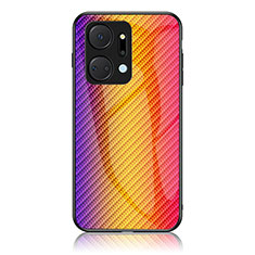 Carcasa Bumper Funda Silicona Espejo Gradiente Arco iris LS2 para Huawei Honor X7a Naranja