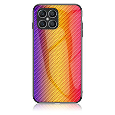 Carcasa Bumper Funda Silicona Espejo Gradiente Arco iris LS2 para Huawei Honor X8 4G Naranja