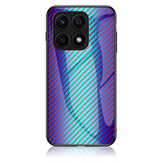 Carcasa Bumper Funda Silicona Espejo Gradiente Arco iris LS2 para Huawei Honor X8a 4G Azul