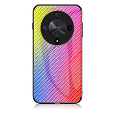 Carcasa Bumper Funda Silicona Espejo Gradiente Arco iris LS2 para Huawei Honor X9b 5G Rosa