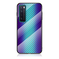 Carcasa Bumper Funda Silicona Espejo Gradiente Arco iris LS2 para Huawei Nova 7 5G Azul