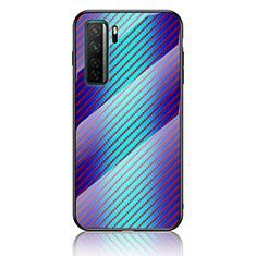 Carcasa Bumper Funda Silicona Espejo Gradiente Arco iris LS2 para Huawei P40 Lite 5G Azul