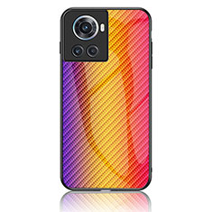Carcasa Bumper Funda Silicona Espejo Gradiente Arco iris LS2 para OnePlus 10R 5G Naranja