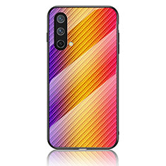 Carcasa Bumper Funda Silicona Espejo Gradiente Arco iris LS2 para OnePlus Nord CE 5G Naranja