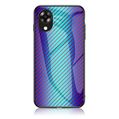 Carcasa Bumper Funda Silicona Espejo Gradiente Arco iris LS2 para Oppo A17K Azul