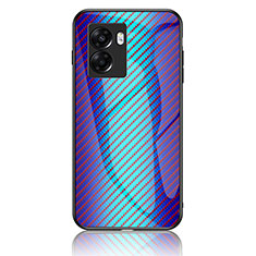 Carcasa Bumper Funda Silicona Espejo Gradiente Arco iris LS2 para Oppo A56S 5G Azul