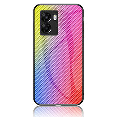 Carcasa Bumper Funda Silicona Espejo Gradiente Arco iris LS2 para Oppo A57 5G Rosa