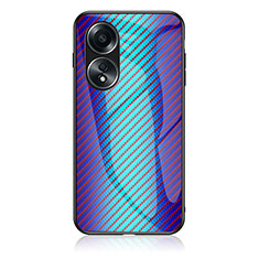 Carcasa Bumper Funda Silicona Espejo Gradiente Arco iris LS2 para Oppo A58 4G Azul