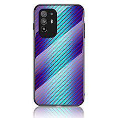 Carcasa Bumper Funda Silicona Espejo Gradiente Arco iris LS2 para Oppo F19 Pro+ Plus 5G Azul