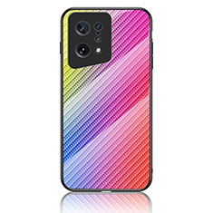 Carcasa Bumper Funda Silicona Espejo Gradiente Arco iris LS2 para Oppo Find X5 5G Rosa