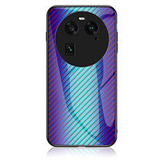 Carcasa Bumper Funda Silicona Espejo Gradiente Arco iris LS2 para Oppo Find X6 Pro 5G Azul