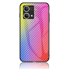 Carcasa Bumper Funda Silicona Espejo Gradiente Arco iris LS2 para Oppo Reno7 4G Rosa