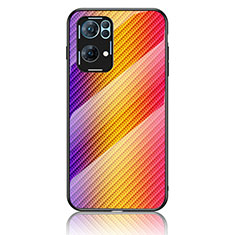 Carcasa Bumper Funda Silicona Espejo Gradiente Arco iris LS2 para Oppo Reno7 Pro 5G Naranja