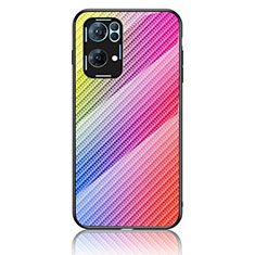 Carcasa Bumper Funda Silicona Espejo Gradiente Arco iris LS2 para Oppo Reno7 Pro 5G Rosa