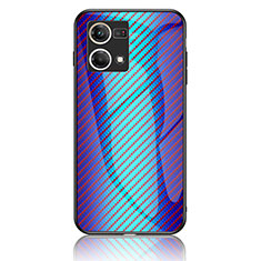 Carcasa Bumper Funda Silicona Espejo Gradiente Arco iris LS2 para Oppo Reno8 4G Azul