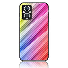 Carcasa Bumper Funda Silicona Espejo Gradiente Arco iris LS2 para Oppo Reno8 Z 5G Rosa