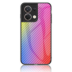 Carcasa Bumper Funda Silicona Espejo Gradiente Arco iris LS2 para Oppo Reno9 5G Rosa