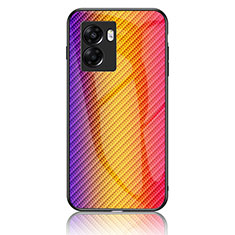 Carcasa Bumper Funda Silicona Espejo Gradiente Arco iris LS2 para Realme Narzo 50 5G Naranja