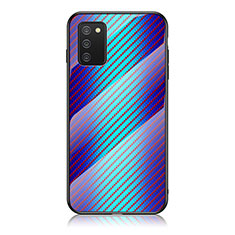 Carcasa Bumper Funda Silicona Espejo Gradiente Arco iris LS2 para Samsung Galaxy A02s Azul