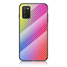 Carcasa Bumper Funda Silicona Espejo Gradiente Arco iris LS2 para Samsung Galaxy A03s Rosa