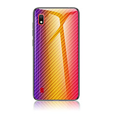 Carcasa Bumper Funda Silicona Espejo Gradiente Arco iris LS2 para Samsung Galaxy A10 Naranja