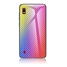 Carcasa Bumper Funda Silicona Espejo Gradiente Arco iris LS2 para Samsung Galaxy A10 Rosa
