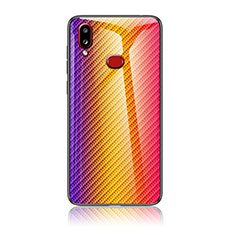 Carcasa Bumper Funda Silicona Espejo Gradiente Arco iris LS2 para Samsung Galaxy A10s Naranja