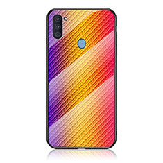 Carcasa Bumper Funda Silicona Espejo Gradiente Arco iris LS2 para Samsung Galaxy A11 Naranja