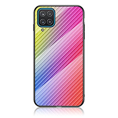 Carcasa Bumper Funda Silicona Espejo Gradiente Arco iris LS2 para Samsung Galaxy A12 Rosa