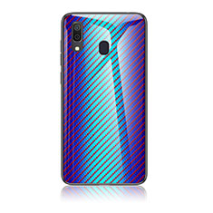 Carcasa Bumper Funda Silicona Espejo Gradiente Arco iris LS2 para Samsung Galaxy A20 Azul