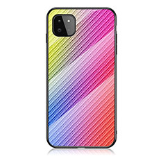 Carcasa Bumper Funda Silicona Espejo Gradiente Arco iris LS2 para Samsung Galaxy A22 5G Rosa
