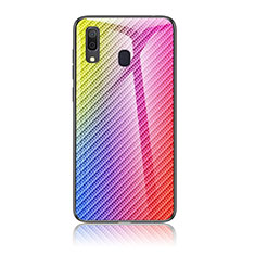 Carcasa Bumper Funda Silicona Espejo Gradiente Arco iris LS2 para Samsung Galaxy A30 Rosa