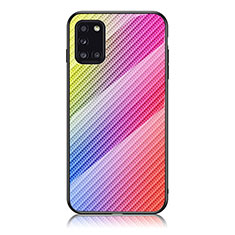 Carcasa Bumper Funda Silicona Espejo Gradiente Arco iris LS2 para Samsung Galaxy A31 Rosa