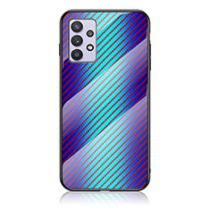 Carcasa Bumper Funda Silicona Espejo Gradiente Arco iris LS2 para Samsung Galaxy A32 5G Azul