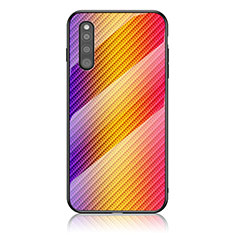 Carcasa Bumper Funda Silicona Espejo Gradiente Arco iris LS2 para Samsung Galaxy A41 SC-41A Naranja