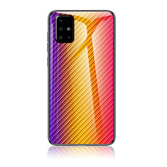 Carcasa Bumper Funda Silicona Espejo Gradiente Arco iris LS2 para Samsung Galaxy A51 5G Naranja