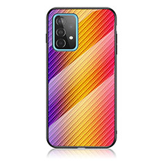 Carcasa Bumper Funda Silicona Espejo Gradiente Arco iris LS2 para Samsung Galaxy A52s 5G Naranja