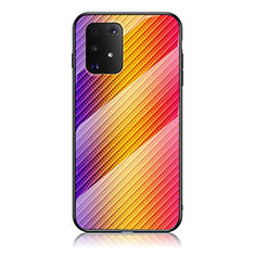 Carcasa Bumper Funda Silicona Espejo Gradiente Arco iris LS2 para Samsung Galaxy A91 Naranja